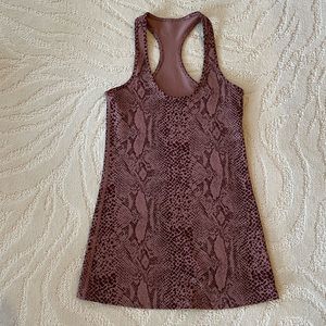 Lululemon lavender and eggplant color reptile print tank.